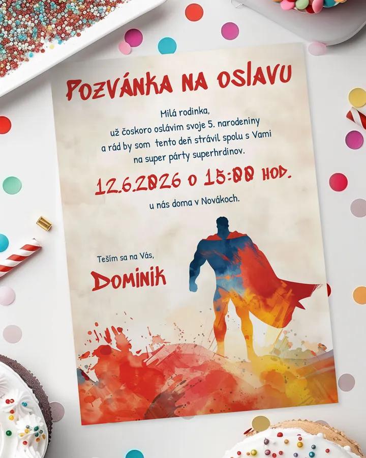 Detská pozvánka na oslavu - Superhrdina