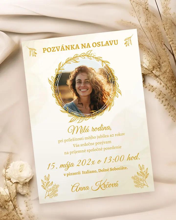 Pozvánka na narodeniny s fotkou Zlaté kvety 02