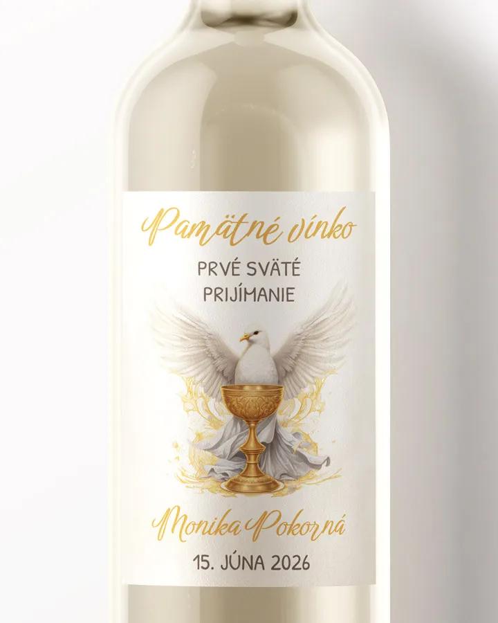 Etikety na víno a pálenku zo sviatosti krstu, prijímania, konfirmácie - motív 10
