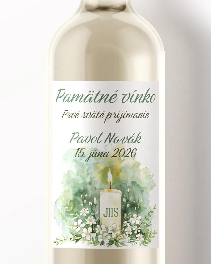 Etikety na víno a pálenku zo sviatosti krstu, prijímania, konfirmácie - motív 12