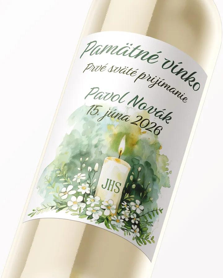 Etikety na víno a pálenku zo sviatosti krstu, prijímania, konfirmácie - motív 12 2/3