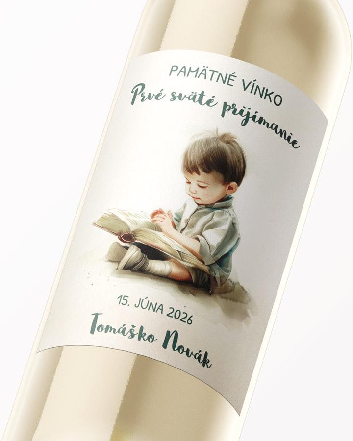 Etikety na víno a pálenku zo sviatosti krstu, prijímania, konfirmácie - motív 33 chlapec 2/3