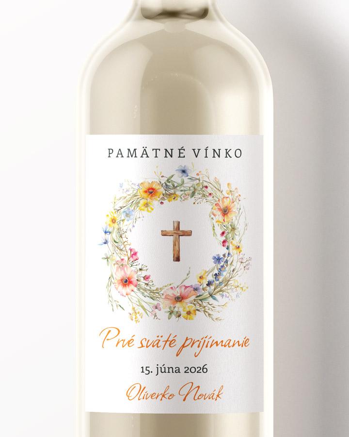 Etikety na víno a pálenku zo sviatosti krstu, prijímania, konfirmácie - motív 40