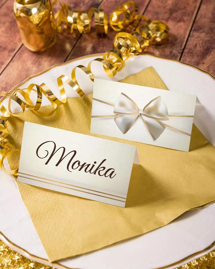 Menovky na stôl – Luxusný motív s mašľou