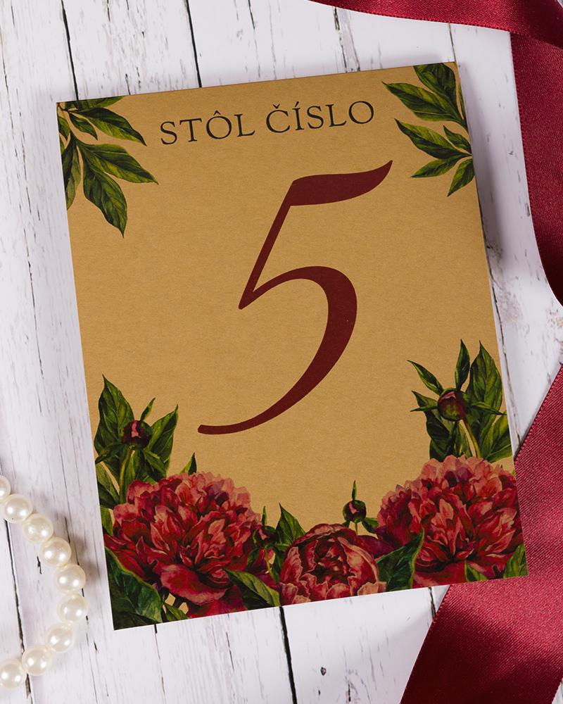 Svadobné číslovanie stolov – Pestré pivonky 6/7