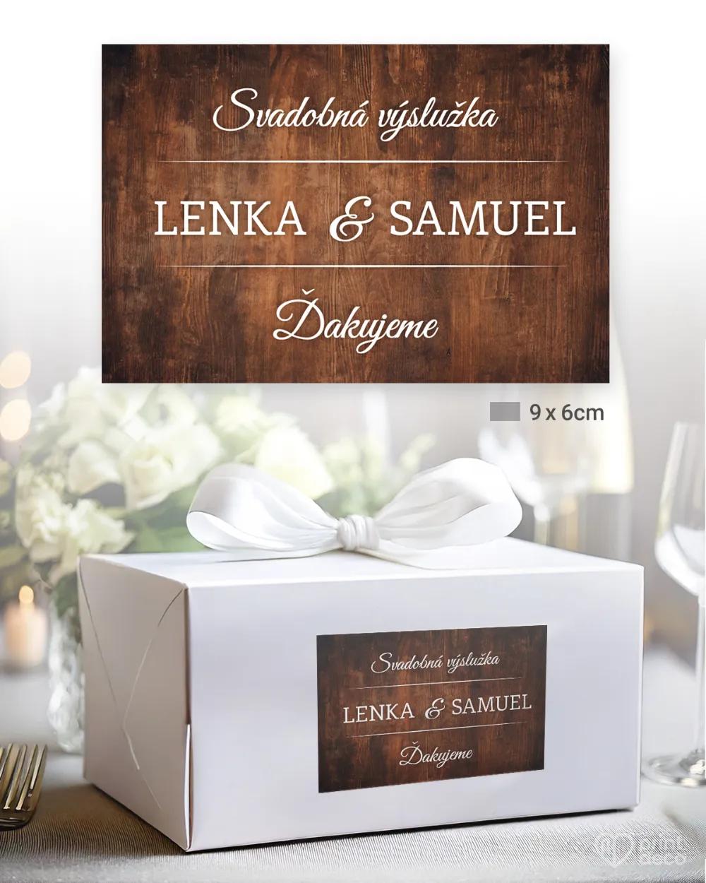 Nálepky na výslužky s motívom Drevo (hnedé) 1/3