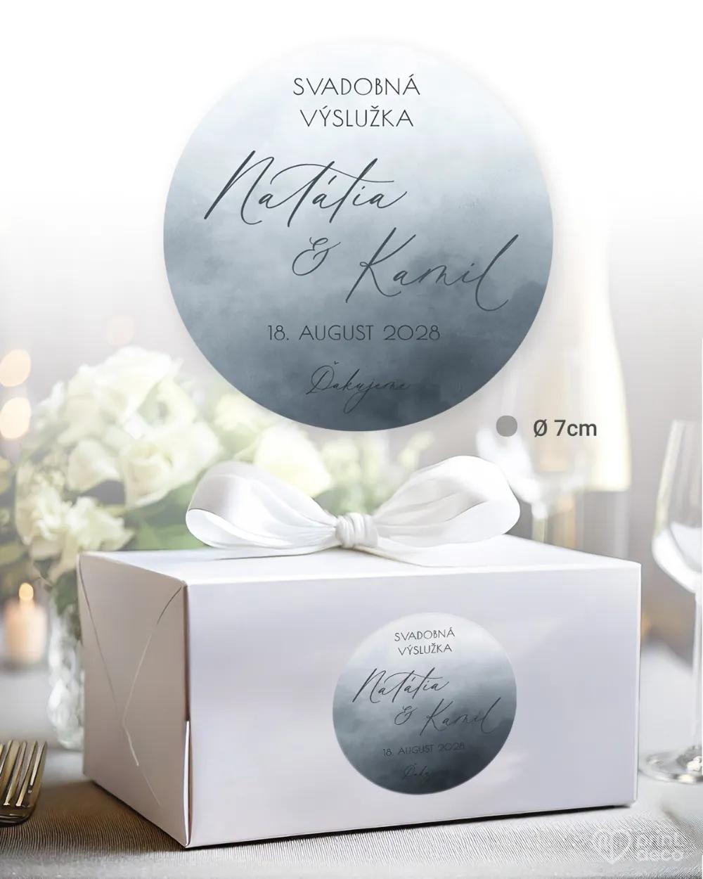 Nálepky na výslužky Akvarelová láska (sivomodrá) 2/3