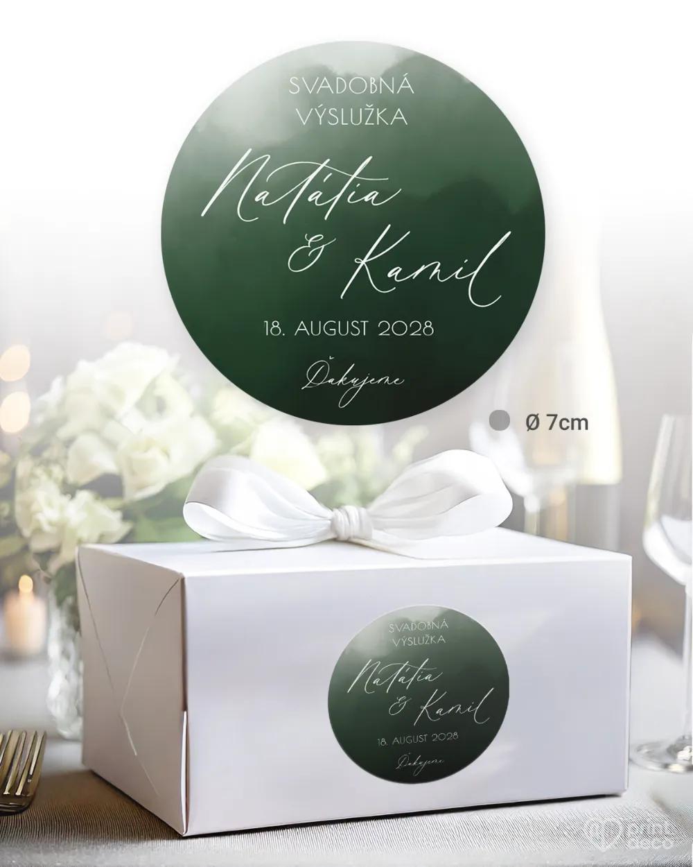 Nálepky na výslužky Akvarelová láska (tmavá zelená) 2/3