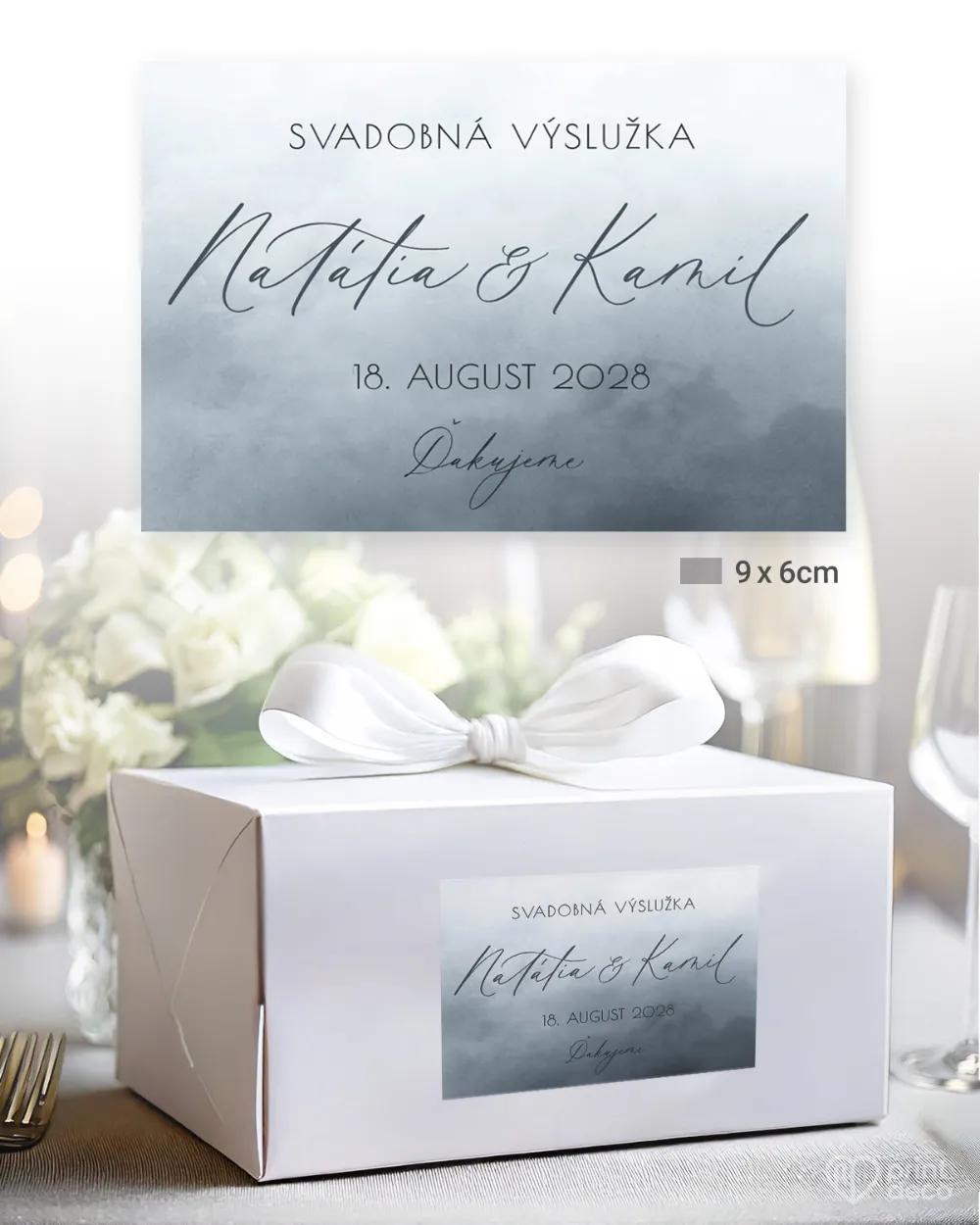 Nálepky na výslužky Akvarelová láska (sivomodrá) 1/3