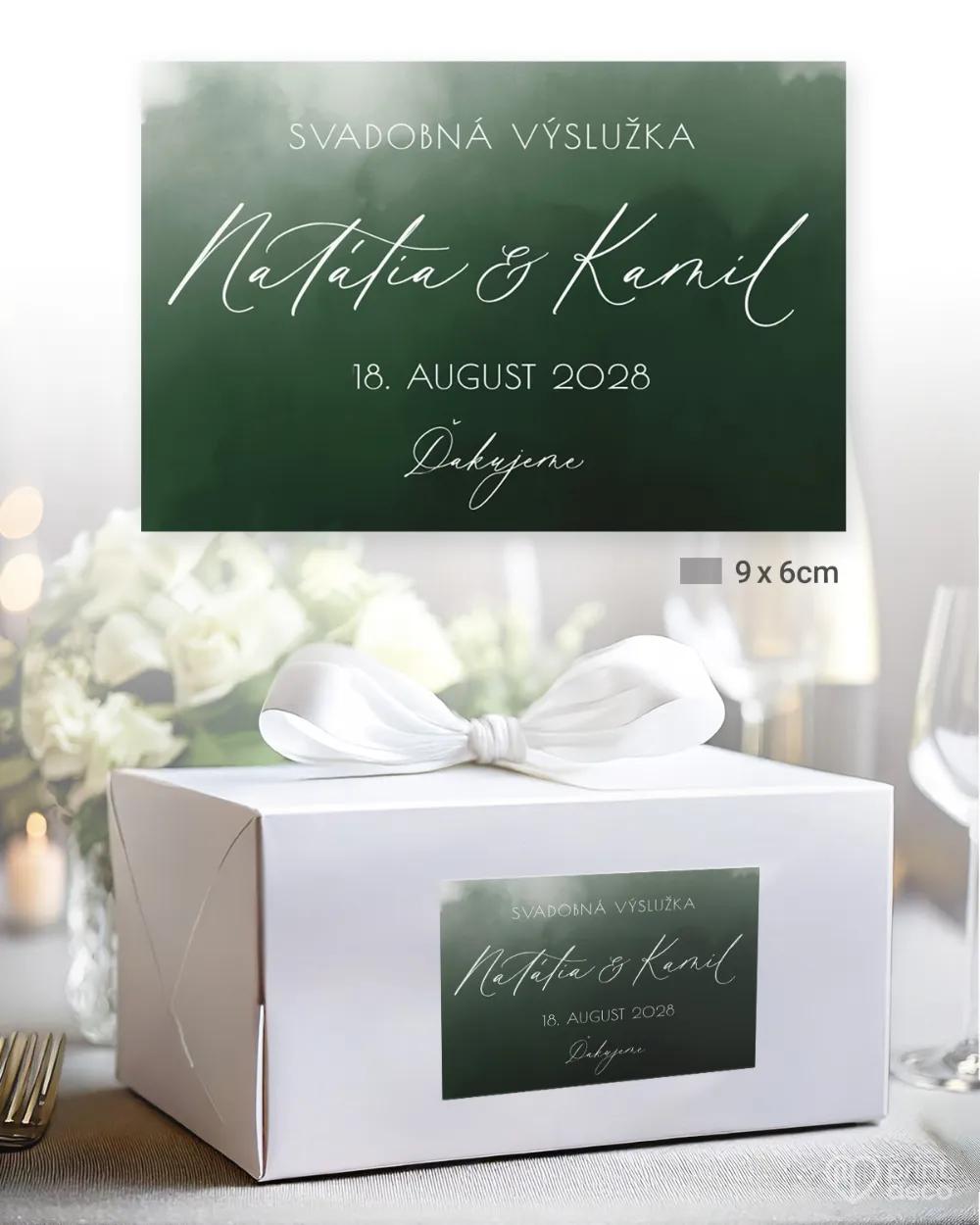 Nálepky na výslužky Akvarelová láska (tmavá zelená) 1/3