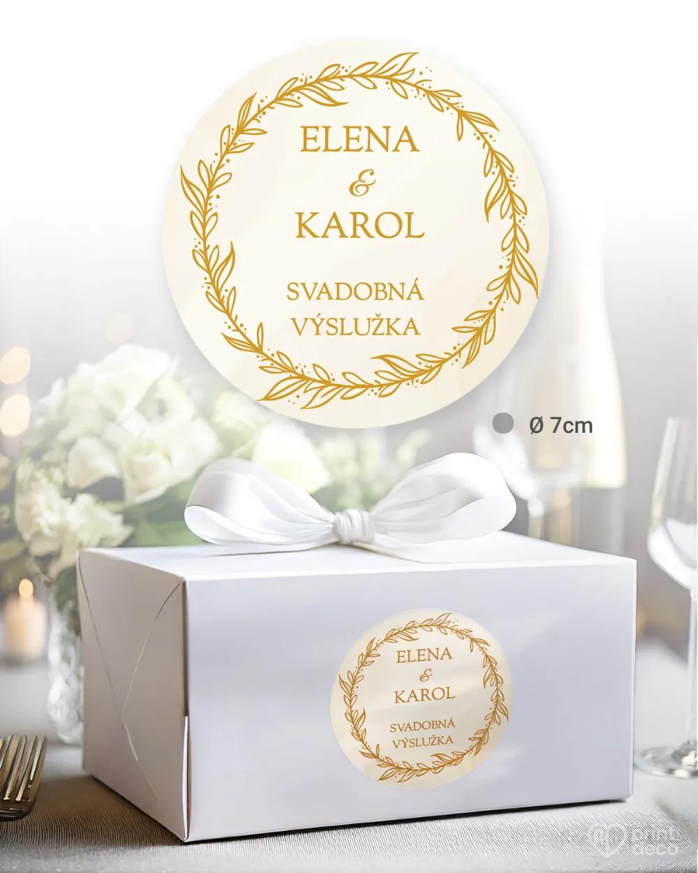 Svadobné samolepky na výslužky s fotografiou Zlatá chvíľa 2/3