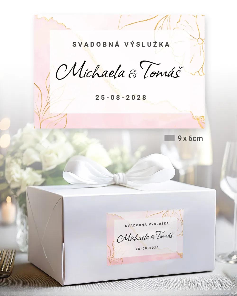 Nálepky na výslužky Farebný mramor s kvetmi 1/3