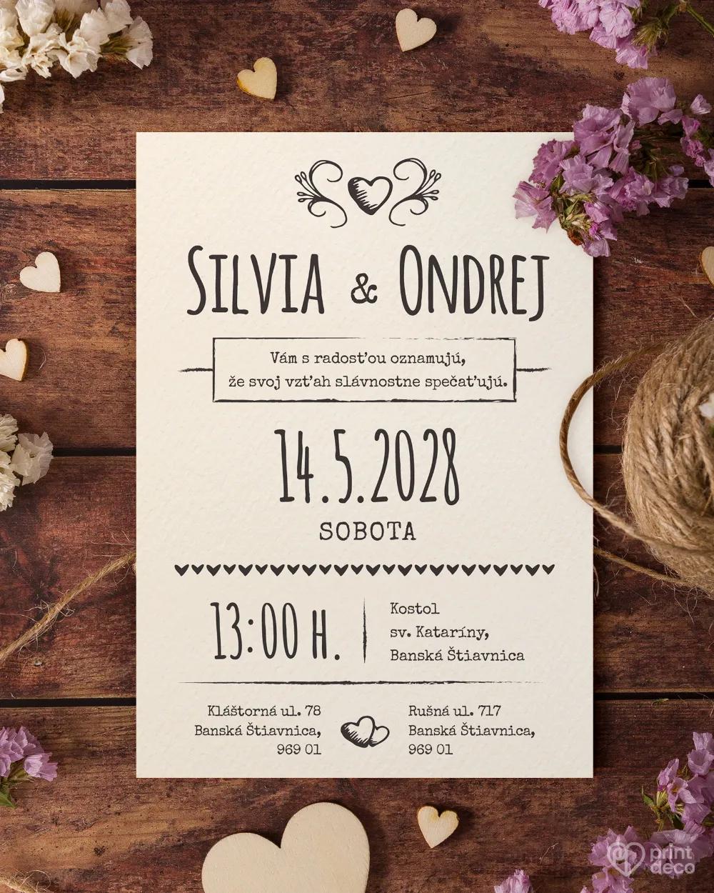 Jednoduché vintage svadobné oznámenia 7/9