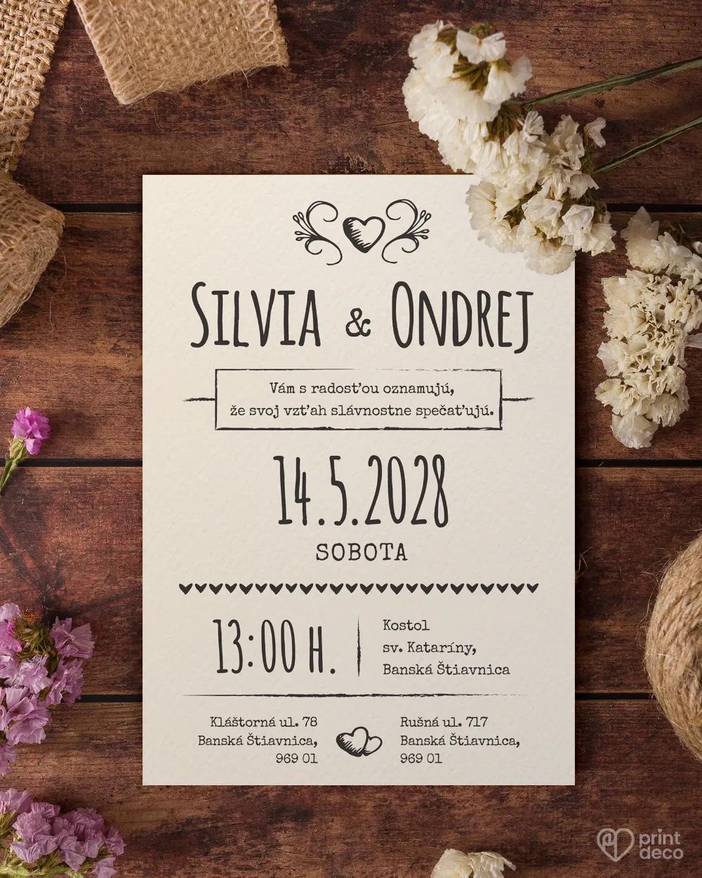 Jednoduché vintage svadobné oznámenia 8/9