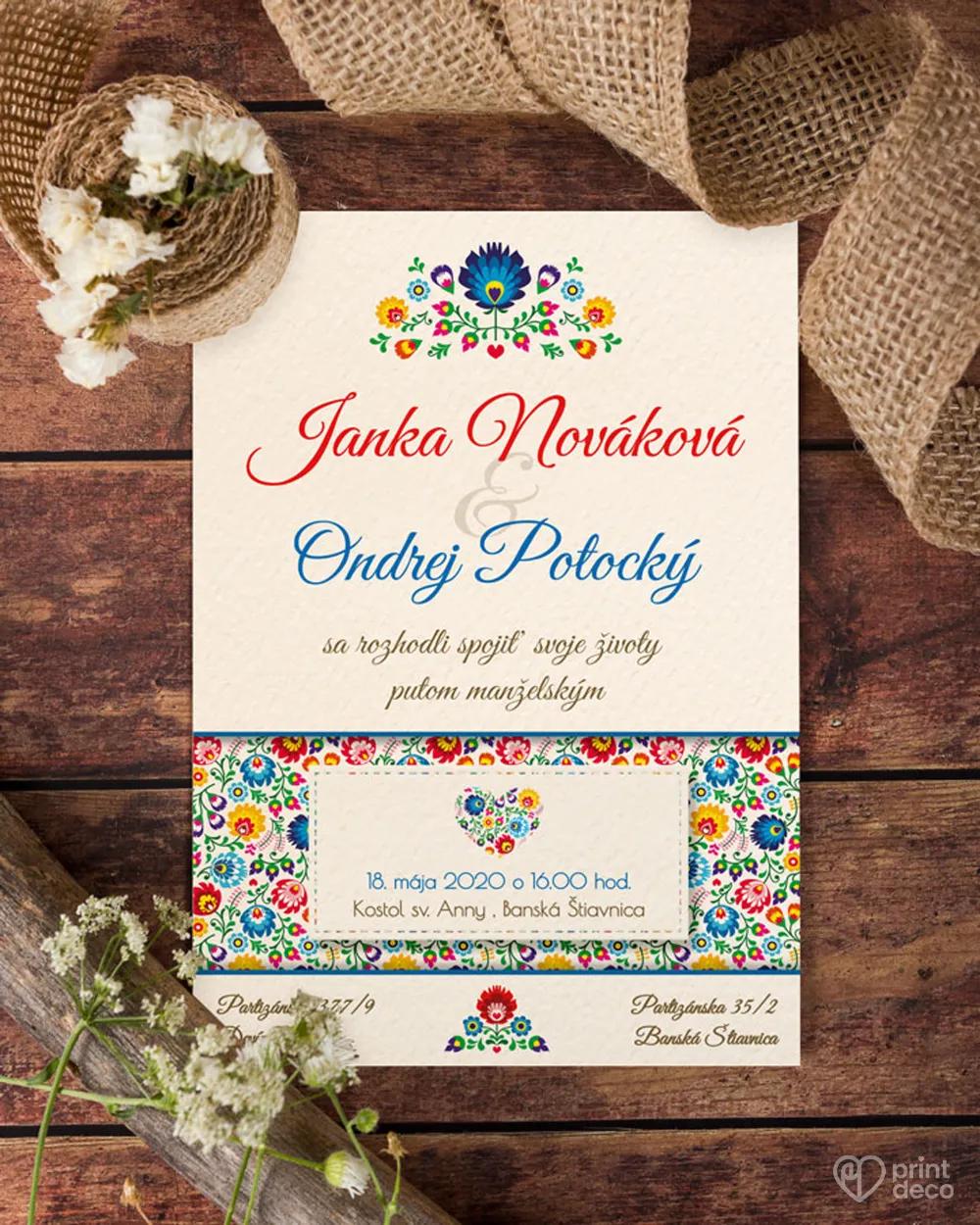 Svadobné oznámenia s ľudovým motívom 3/4