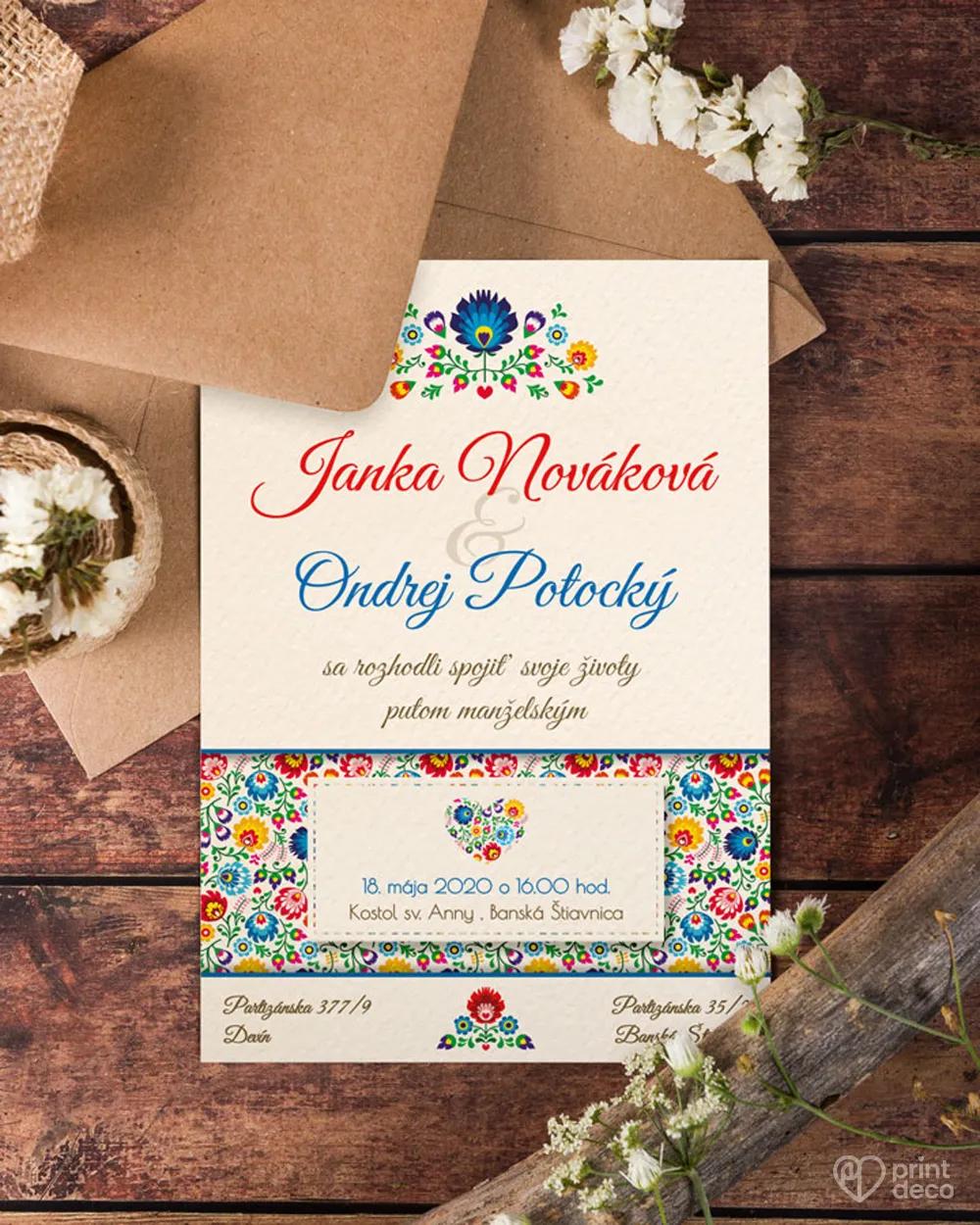 Svadobné oznámenia s ľudovým motívom 2/4