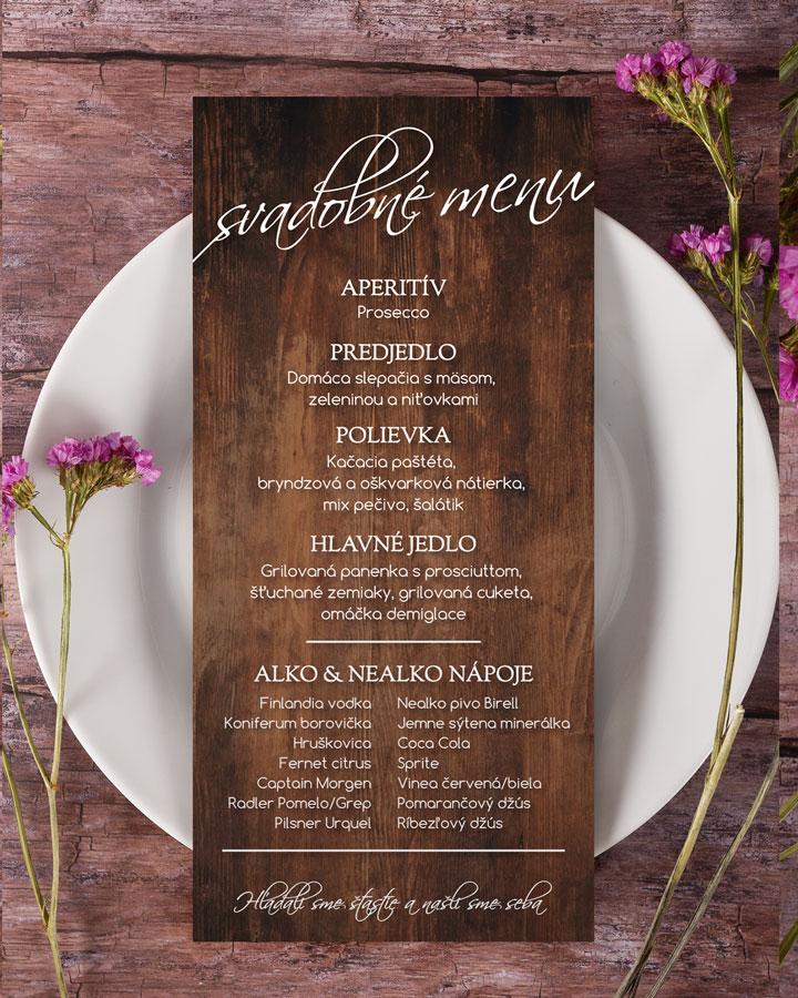 Svadobné menu - Drevo 01 (hnedé)