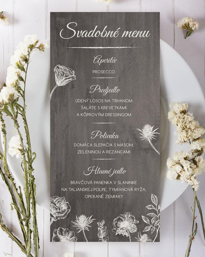 Svadobné menu - Poľné kvety 01 (tmavé)