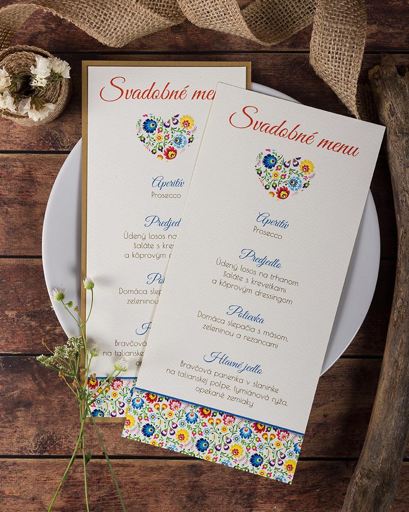 Svadobné menu s ľudovým motívom