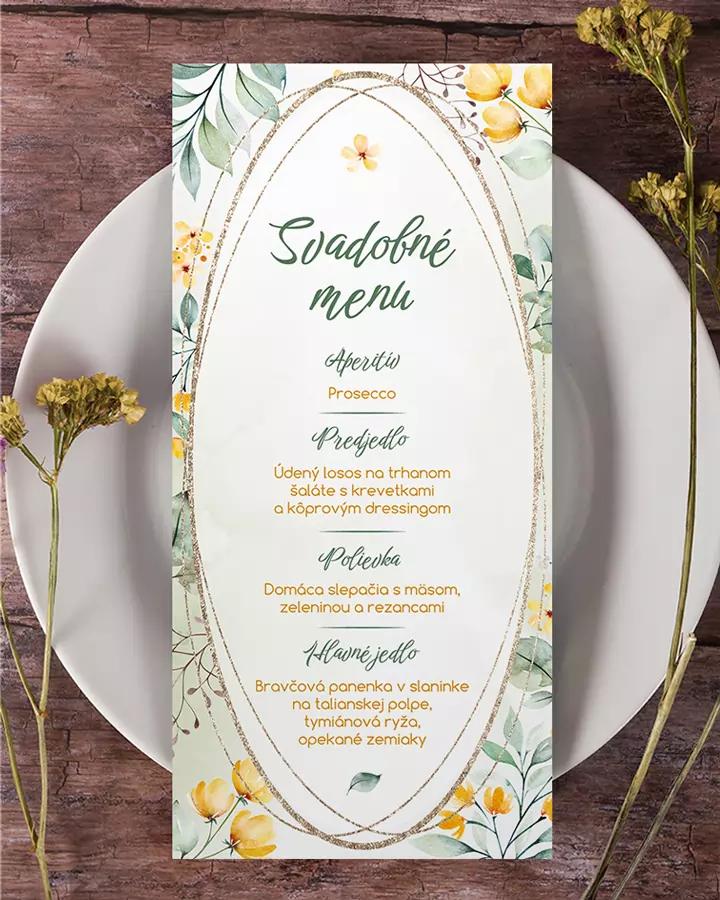 Svadobné menu - Žlté kvietky