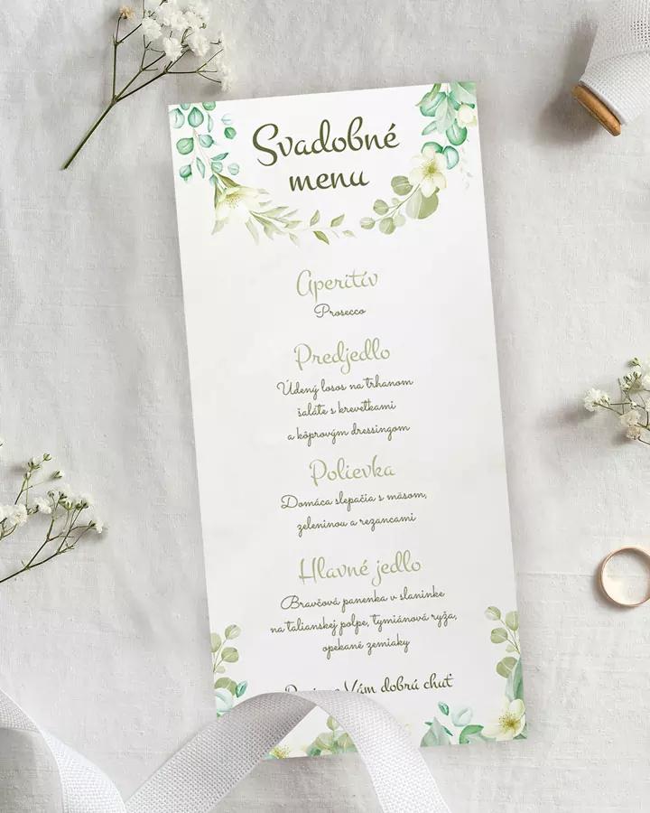 Svadobné menu - Biele kvety