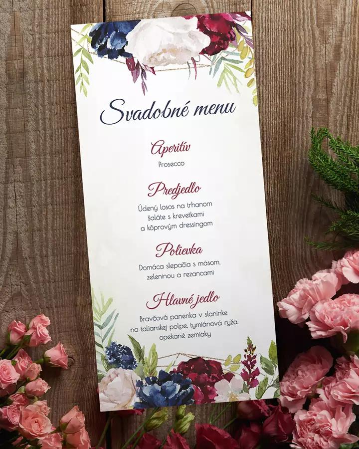 Svadobné menu - Burgundy ruže