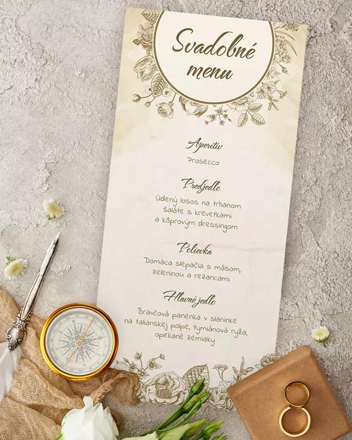 Svadobné menu - Vintage kvety