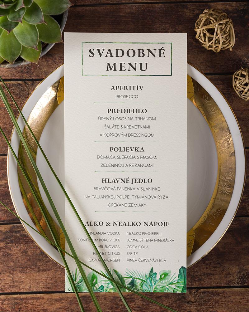 Svadobné menu - Greenery 01 1/4