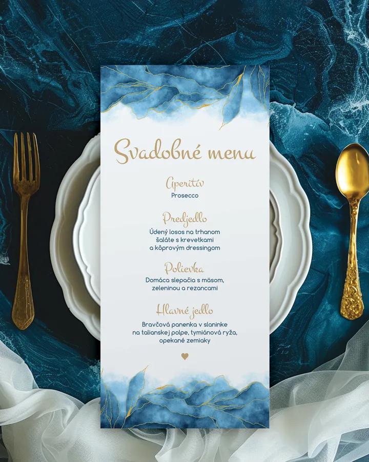 Svadobné menu - Abstrakt 04- modrá