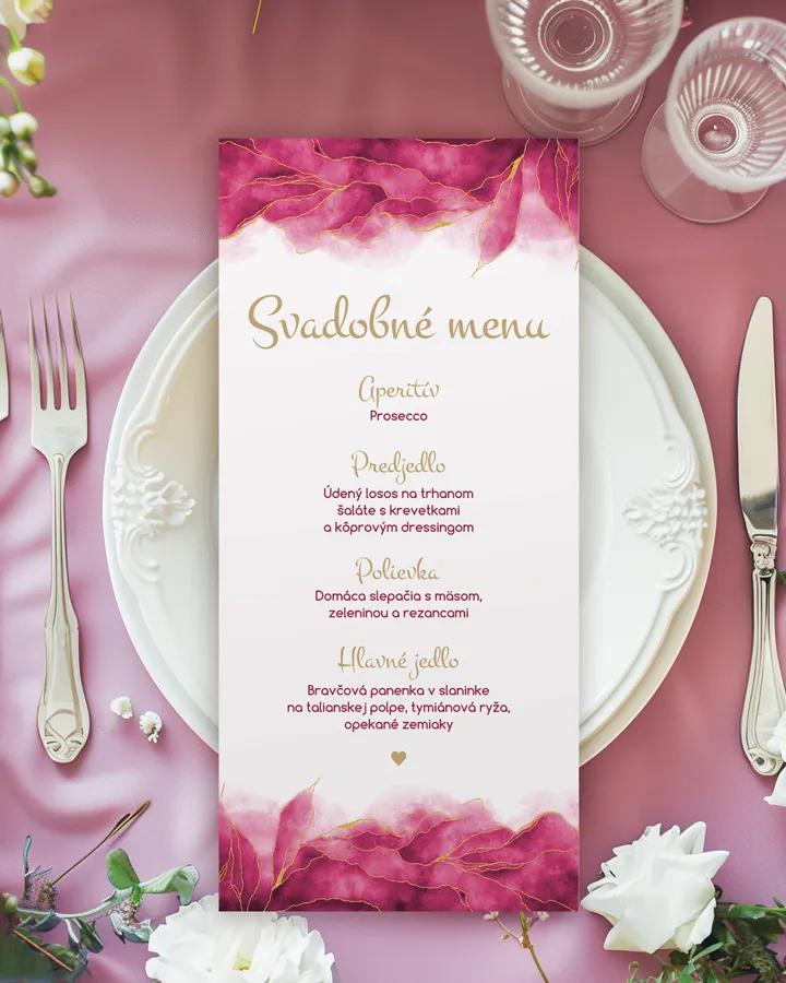 Svadobné menu - Abstrakt 04- ružová