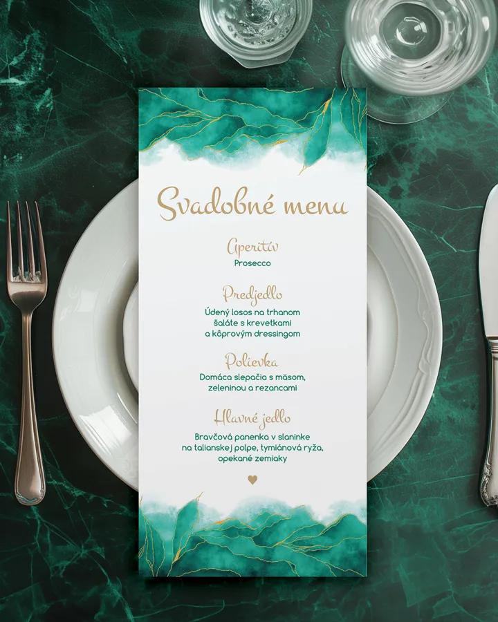 Svadobné menu - Abstrakt 04- smaragdová