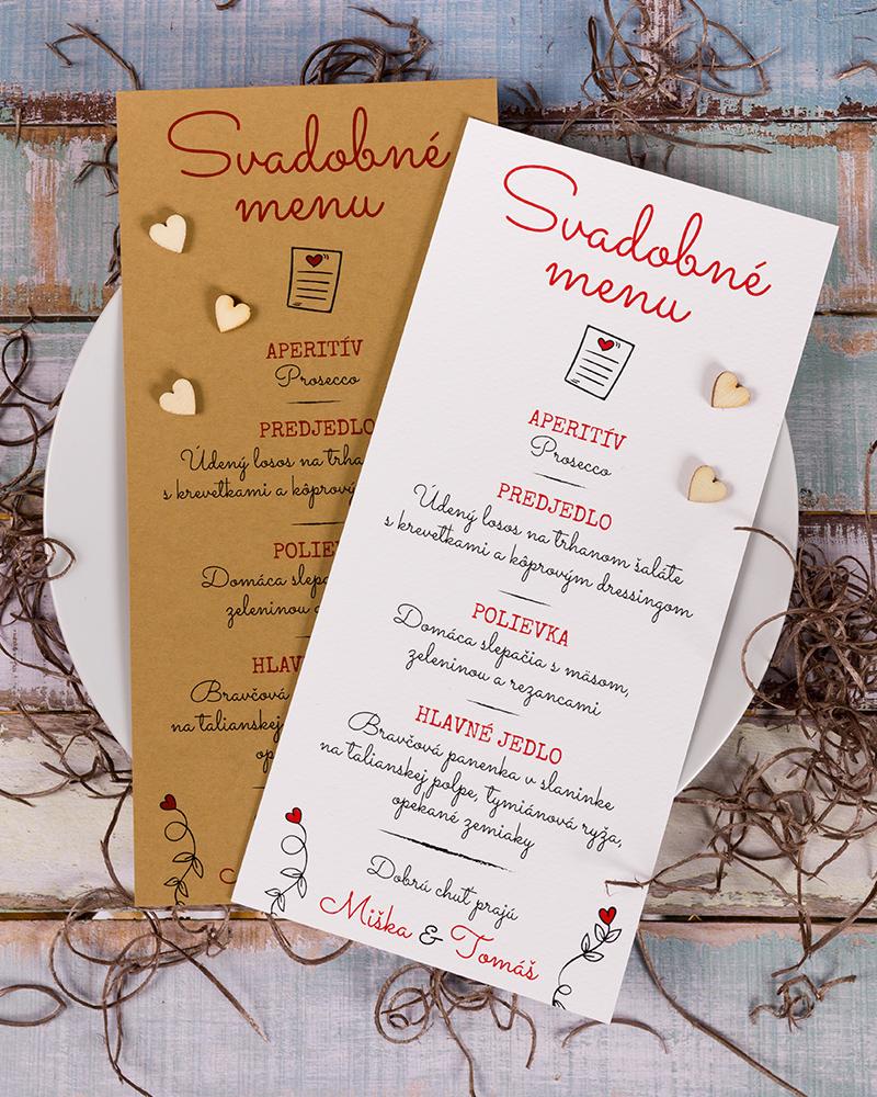 Jednoduché svadobné menu v kraft štýle
