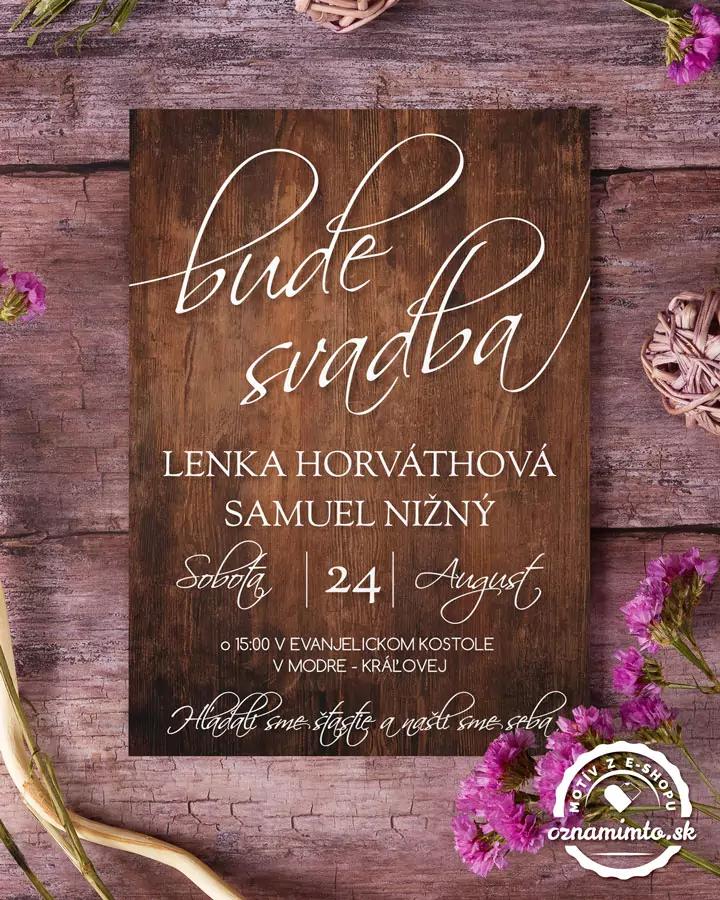 Svadobné oznámenia s motívom Drevo (hnedé)