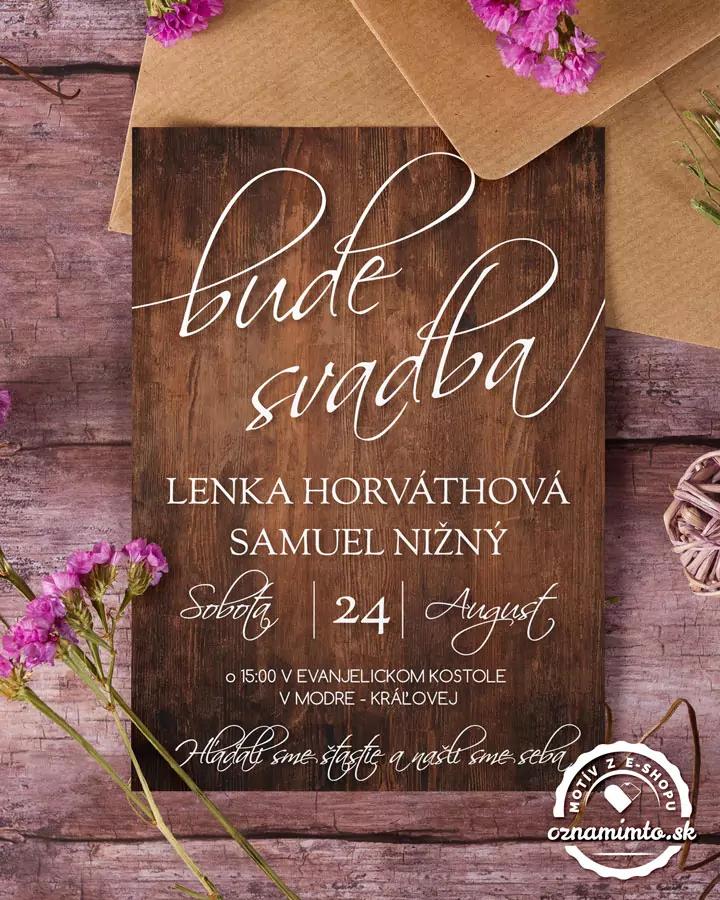 Svadobné oznámenia s motívom Drevo (hnedé) 2/3
