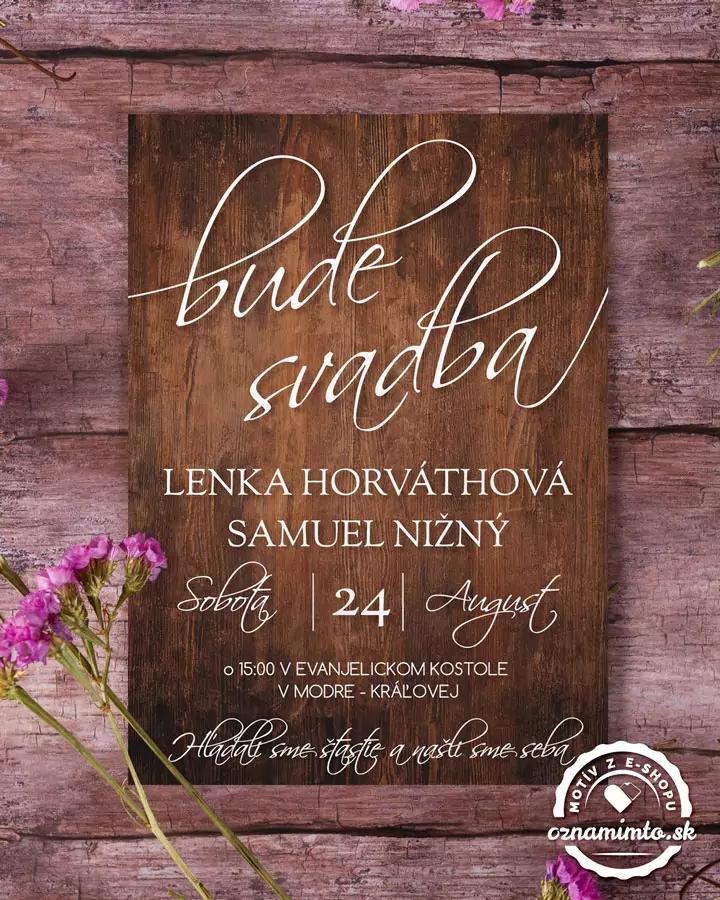 Svadobné oznámenia s motívom Drevo (hnedé) 1/3