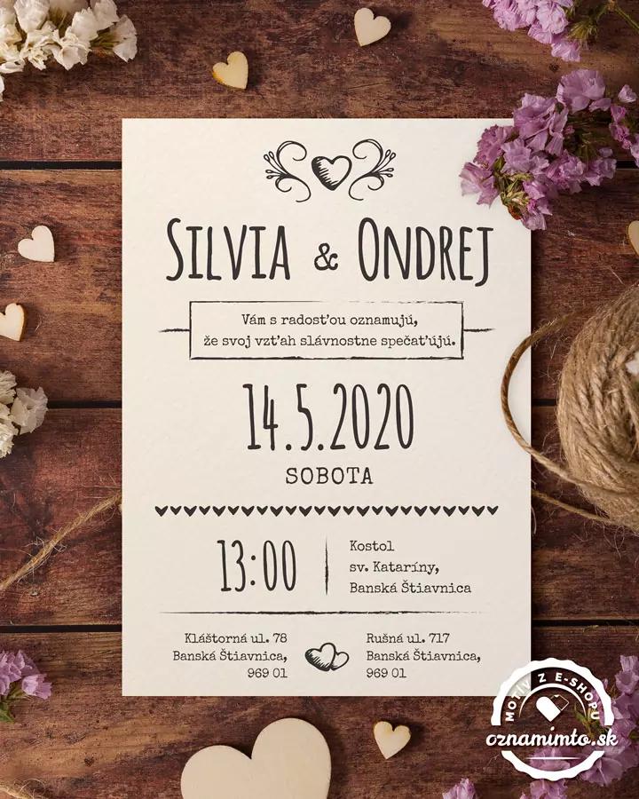 Jednoduché vintage svadobné oznámenia 4/9