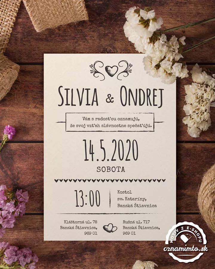 Jednoduché vintage svadobné oznámenia 3/9