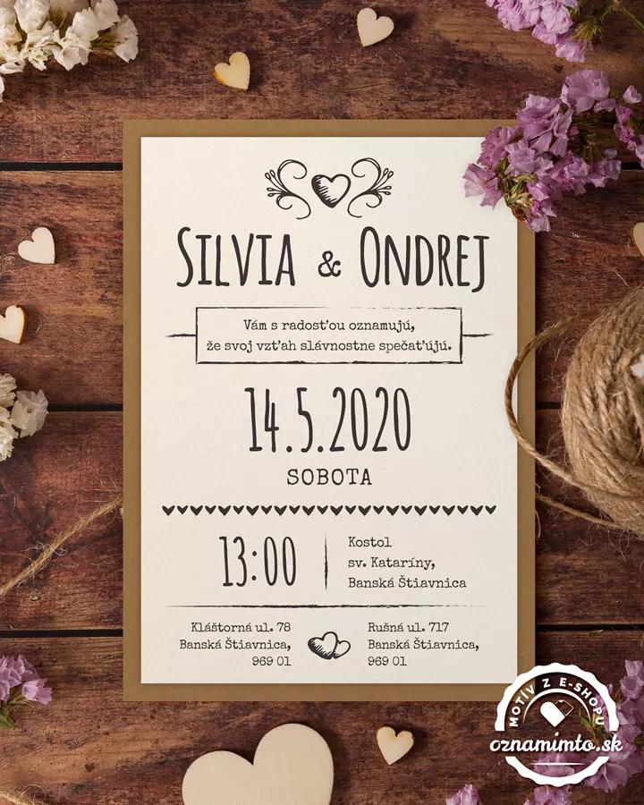 Jednoduché vintage svadobné oznámenia 7/9