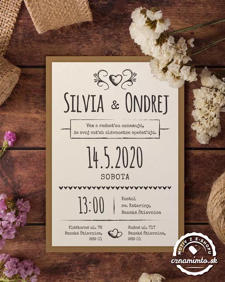 Jednoduché vintage svadobné oznámenia 6/9