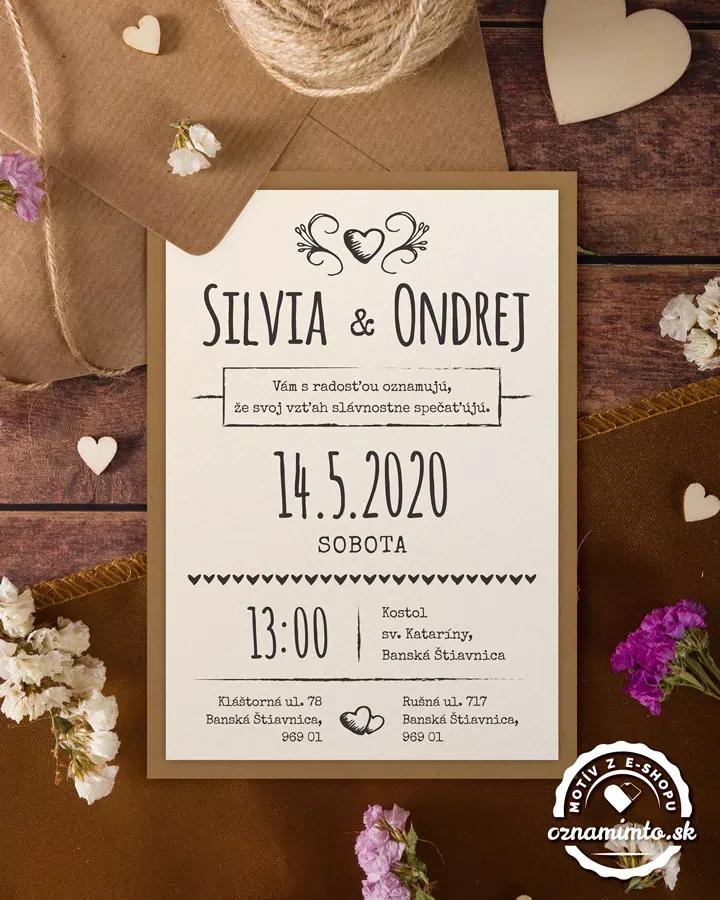Jednoduché vintage svadobné oznámenia 5/9
