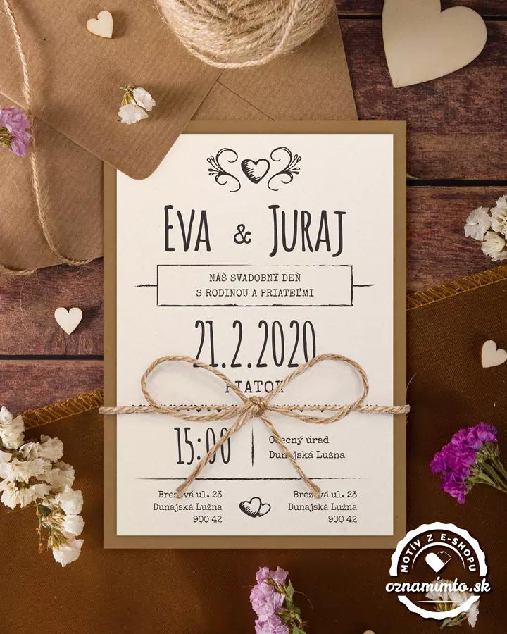 Jednoduché vintage svadobné oznámenia 2/9