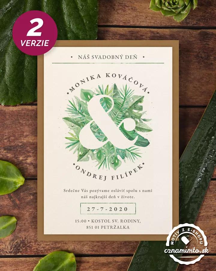 Svadobné oznámenia v Greenery motíve