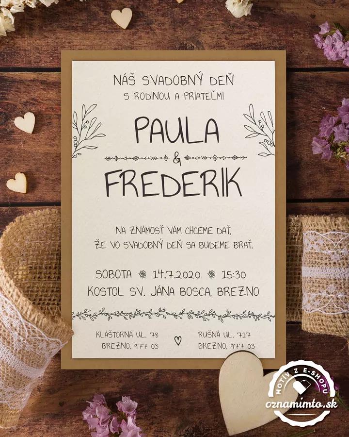 Svadobné oznámenia s čipkou a jutovým viazaním 11/12