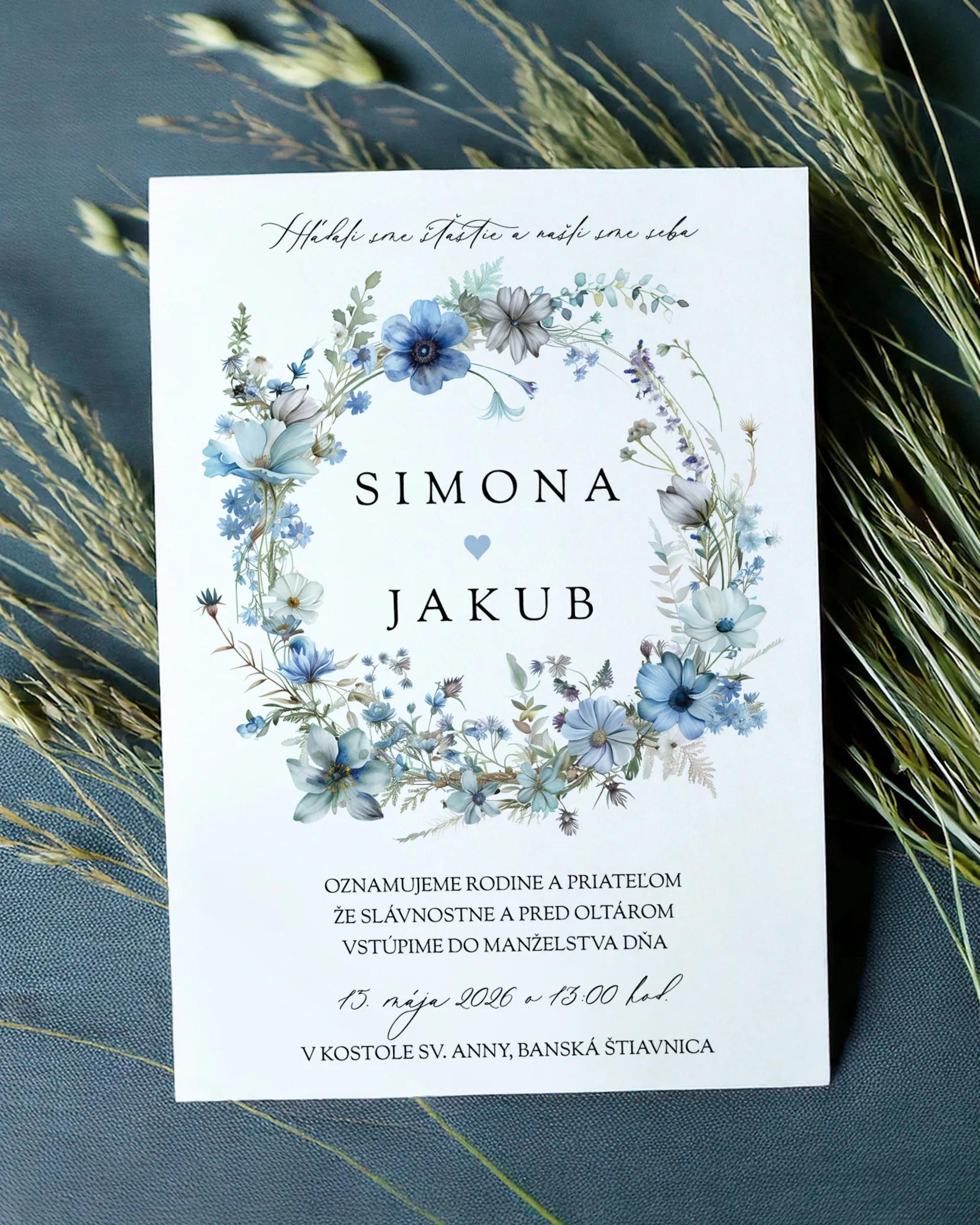 Svadobné oznámenia - Modrý venček