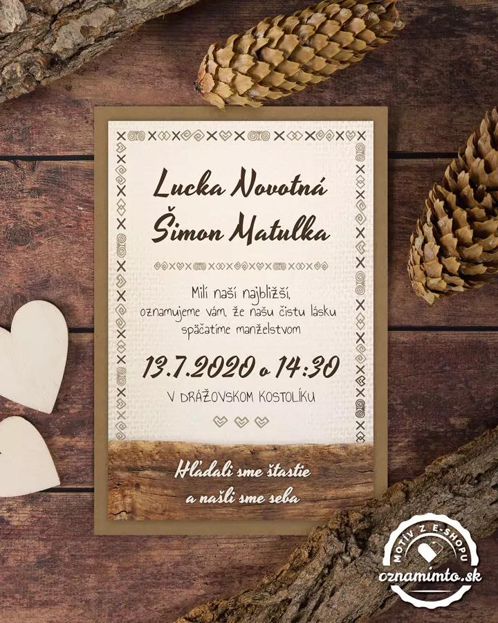 Svadobné oznámenia s ľudovým dreveným motívom 6/9