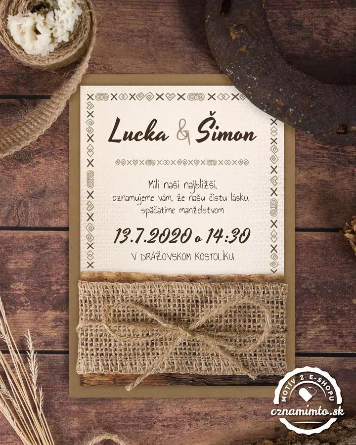 Svadobné oznámenia s ľudovým dreveným motívom 8/9