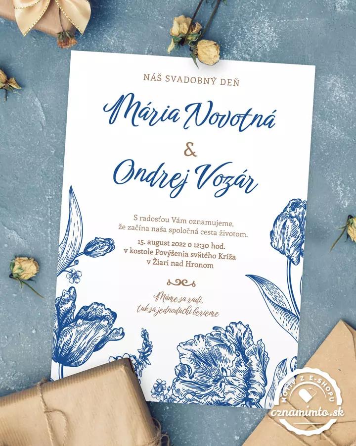 Svadobné oznámenia - Modré poľné kvety 1/2