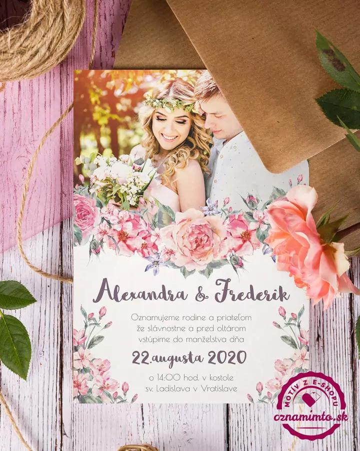 Svadobné oznámenie s fotografiou - Záhrada lásky 1/2