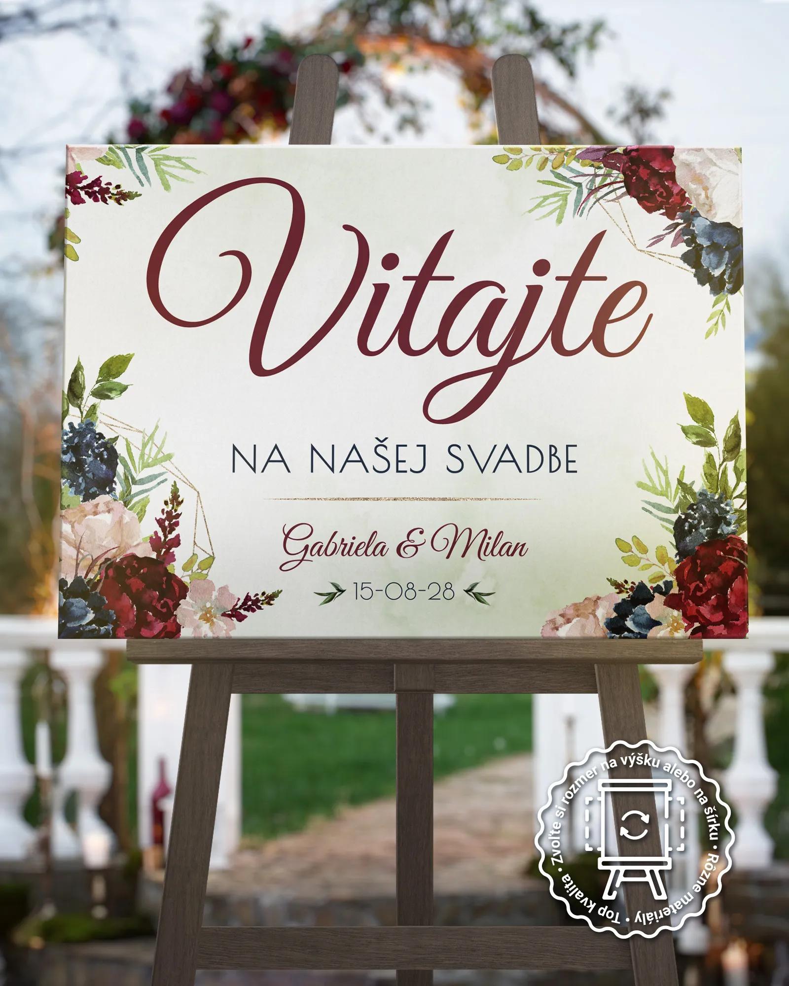 Uvítacia tabuľa vzor Burgundy ruže