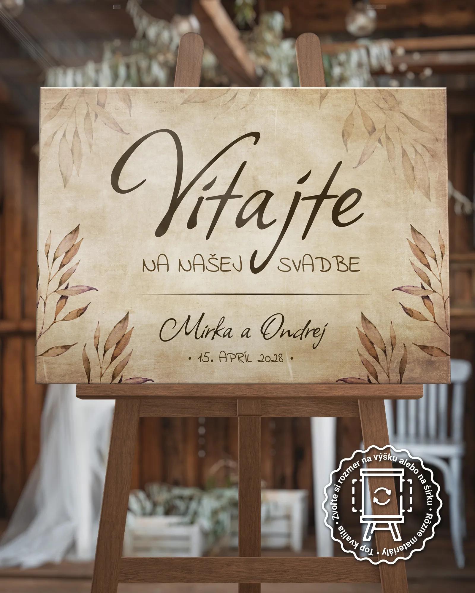 Uvítacia tabuľa vzor Vintage listy
